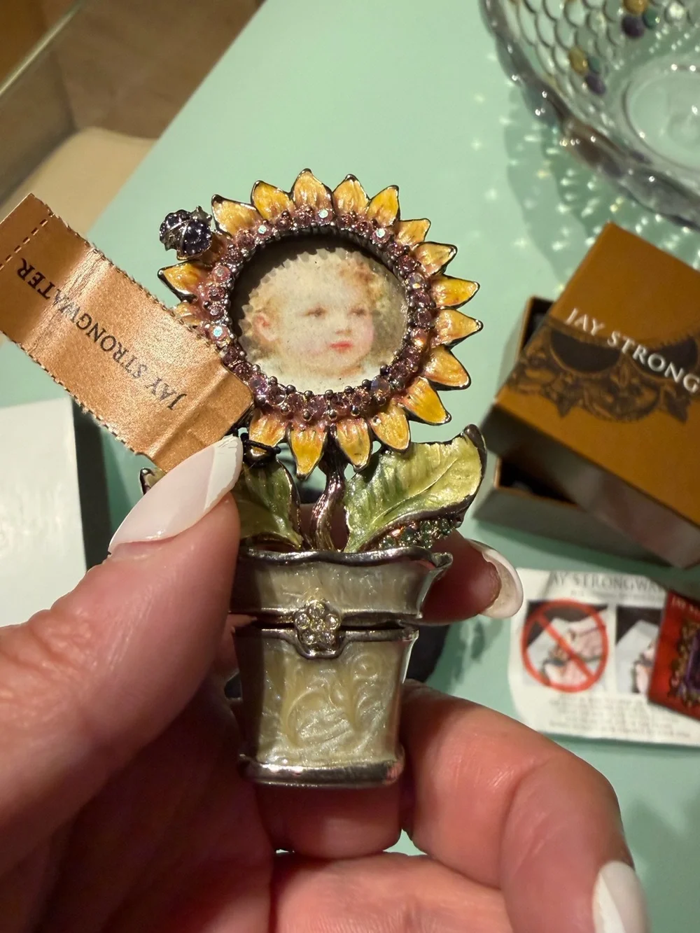 JAY STRONGWATER Vintage Allegra sunflower pot mini frame box NWT